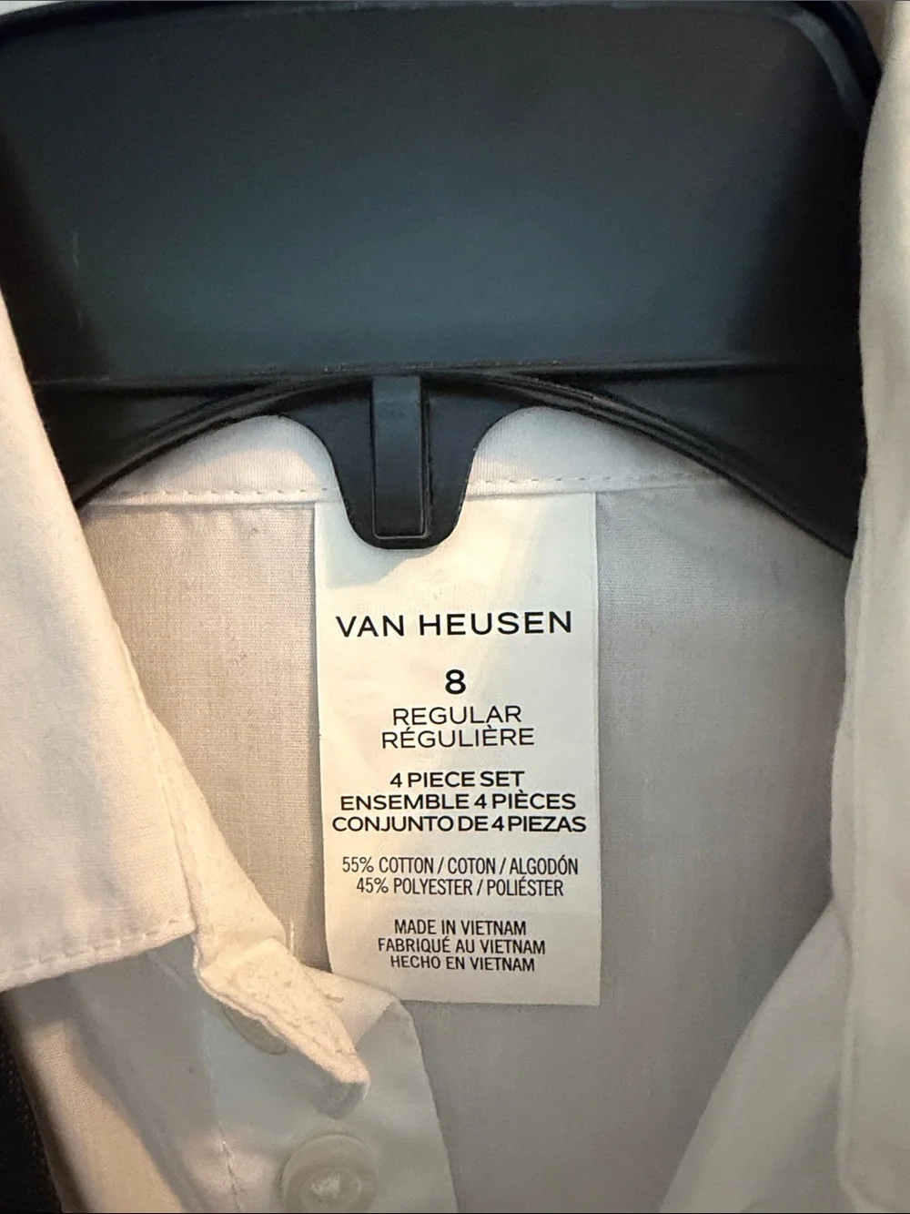 Van Heusen Black Vest and Pants Set with White Shirt and Red Striped Tie